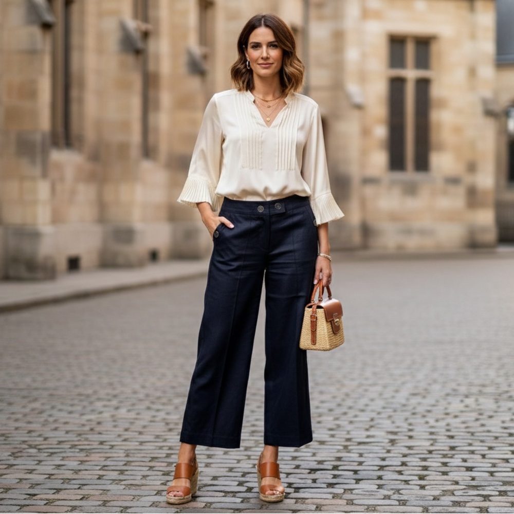 Grace Elements Women Black Linen Pants